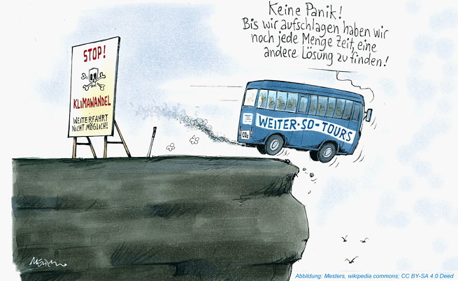 Karikatur zur Klimapolitik der Bundesregierung